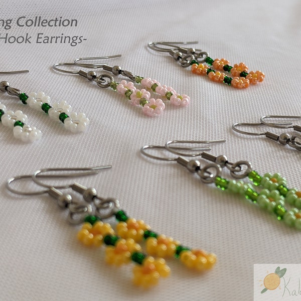 SPRING: Flower Earrings, Fish Hook | Daisy Chain Earrings | Seed Bead Earrings | 100% Handmade | Gift for Them | SPRING COLLECTION