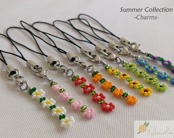 SUMMER: Flower Charm | Flower Keychain Charm | Seed Bead Phone Charm | 100% Handmade | Gift for Them | SUMMER COLLECTION