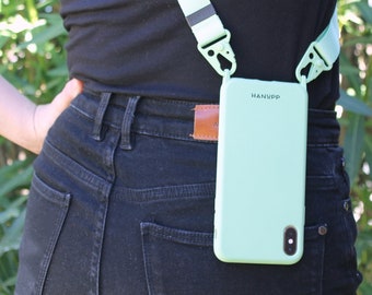 Crossbody iPhone Case: Silicone Cover with Adjustable Nylon Strap