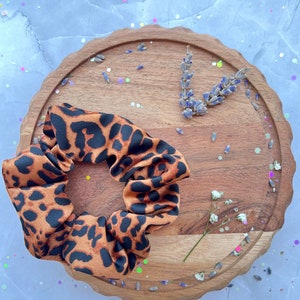 Handmade Leopard Print Hair Scrunchie: Elastic Ponytail Holder