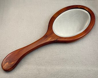 Handcrafted Hand Mirror Oval with Cedar Base