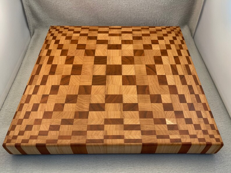 Handcrafted End Grain Wood Cutting Board, Large Etsy