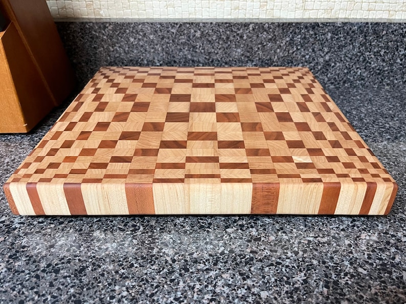 Handcrafted End Grain Wood Cutting Board, Large Etsy