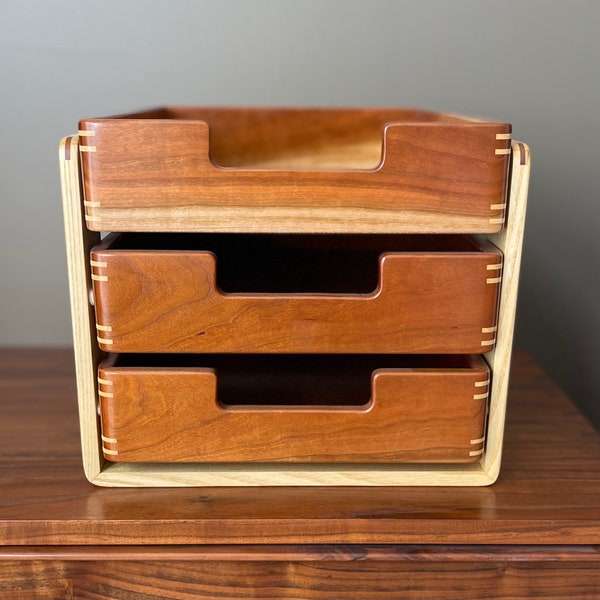 Cherry Wood Desk Organizer Etsy