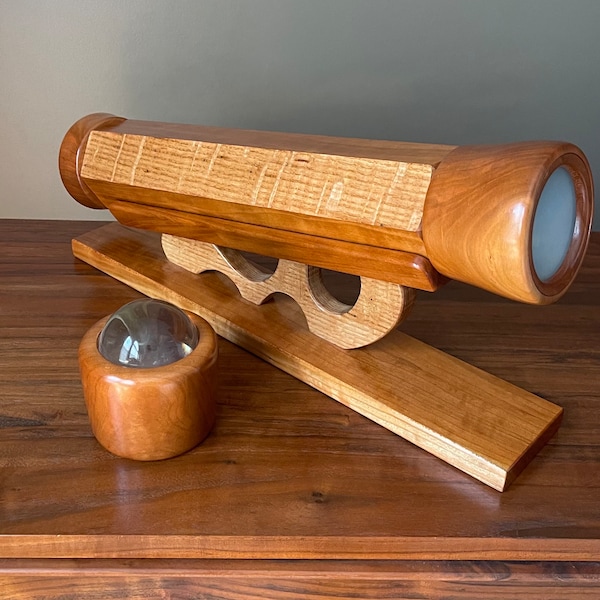 Handcrafted Turned Wood Kaleidoscope & Teleidoscope Set, Cherry and Ambrosia Maple