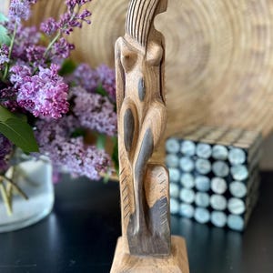 Vintage Hand-Carved Exotic Wood Woman Figure – Abstract Female Form Sculpture