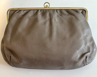 Vintage 1970s Nordstrom Leather Clutch Handbag, Made in Italy