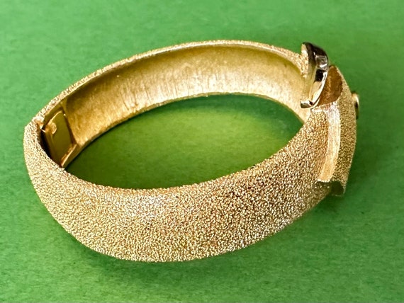 Vintage Crown Trifari Gold Buckle Clamper Bracele… - image 5