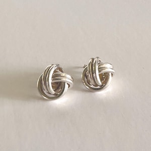 Solid Sterling Silver Double Knot Stud Earrings - Vintage