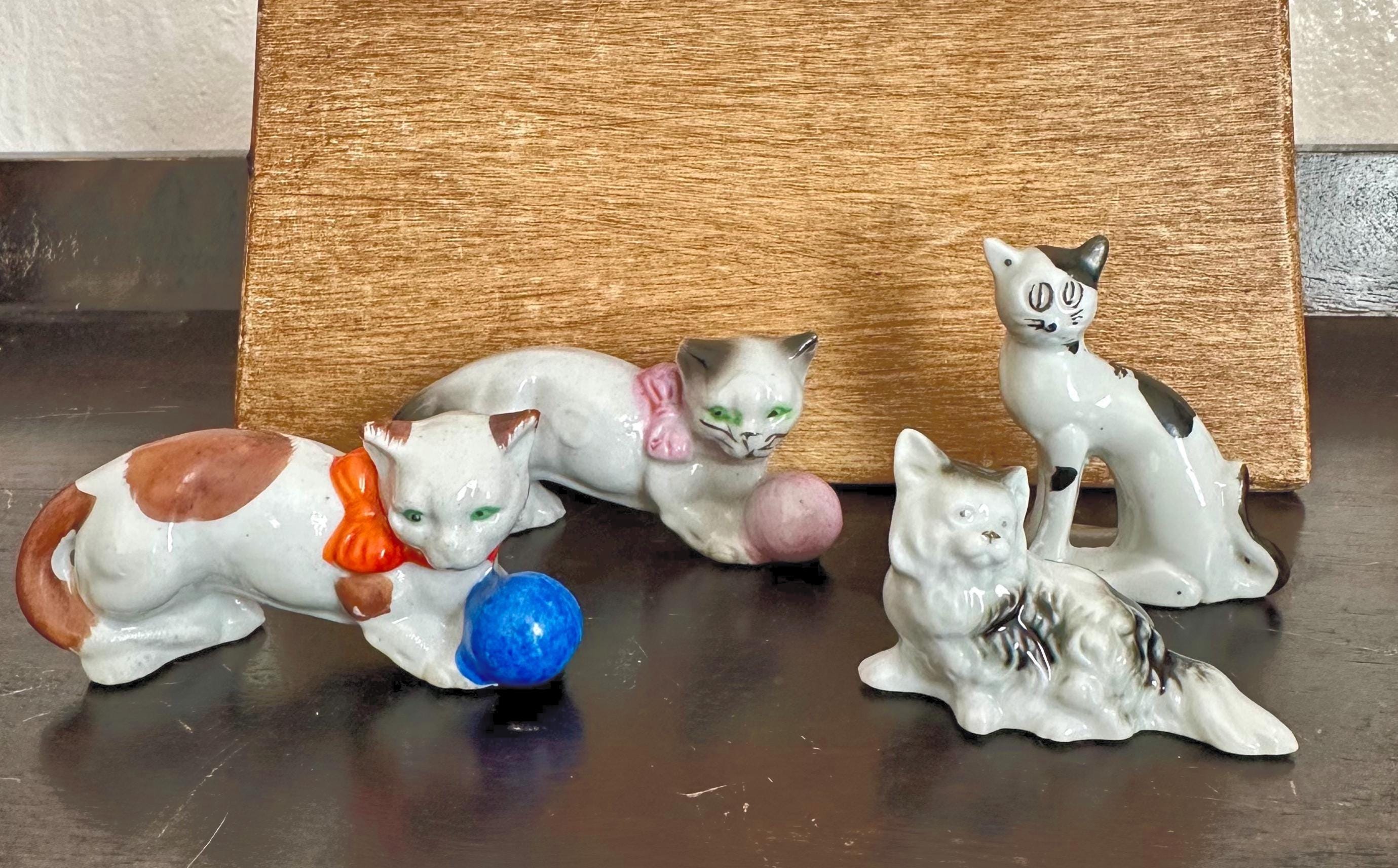 Vintage Ceramic Cat Figurines | 1950s Japan Kitten Collectibles