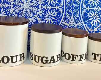Vintage Blue Ransburg Canister Set Graduated Hand Painted