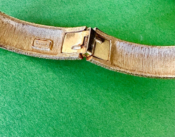 Vintage Crown Trifari Gold Buckle Clamper Bracele… - image 6