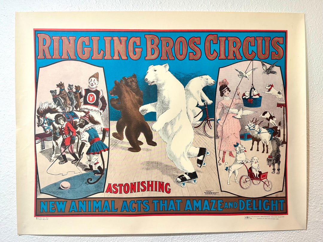 Vintage 1966 Ringling Brothers Circus Advertisement Poster, Astonishing ...