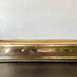 Vintage Solid Brass Long Rectangular Planter – 1970s Golden Patina Home Decor