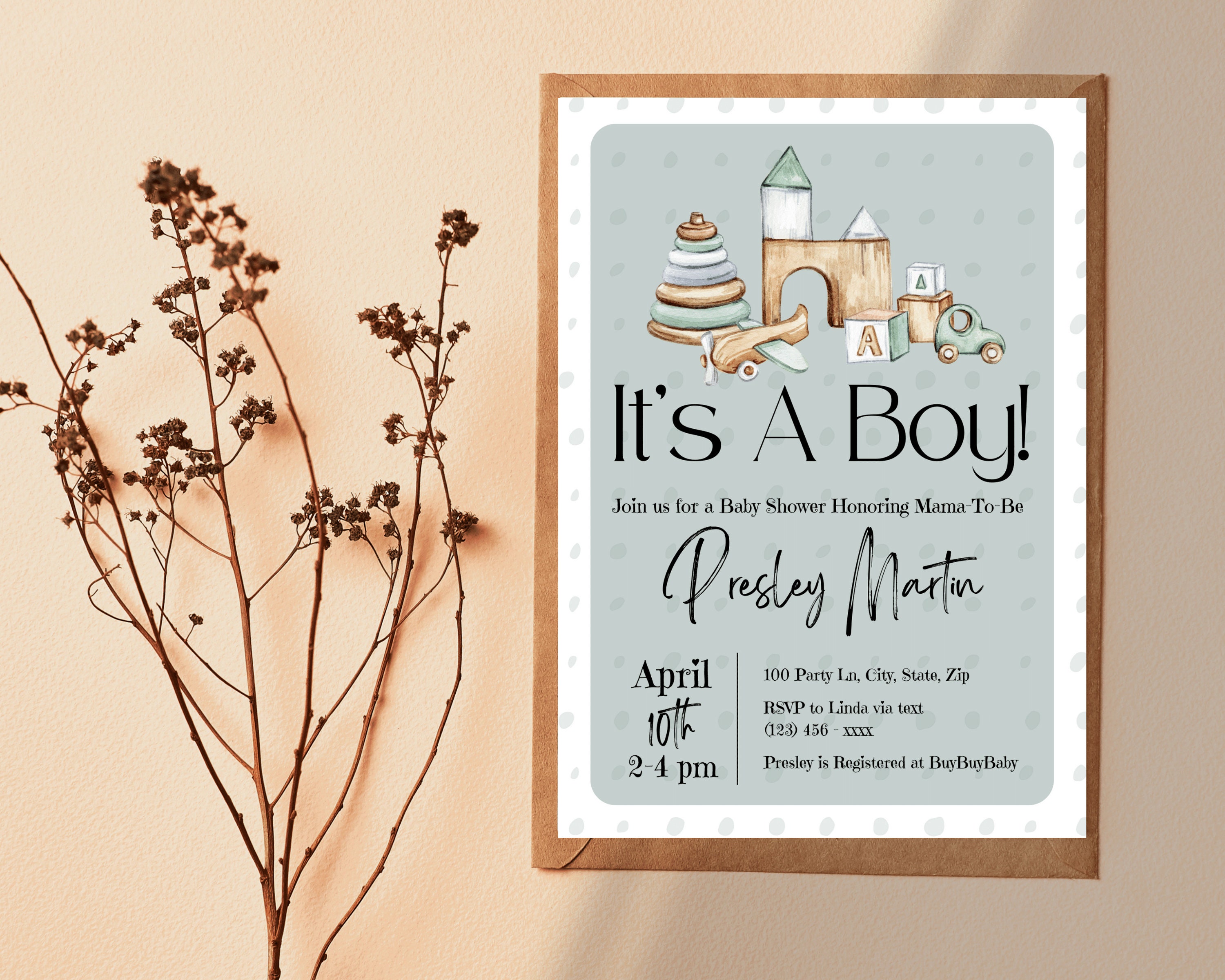 Printable Boy Baby Shower Invitations Template