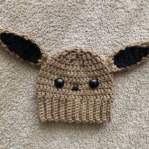 POKE Eevee Slouchie Crochet Beanie/hat, Adult One-size
