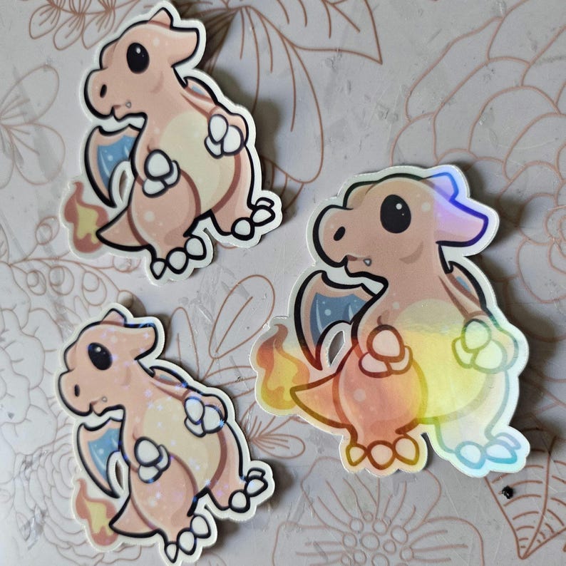 POKE Charizard | Cute Die-cut Stickers, Holographic/non-holo 1pc - Etsy