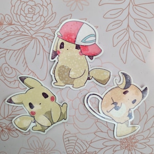 POKE Pika Raichu Holographic/Non-Holographic Die Cut Stickers 1pc/3pc