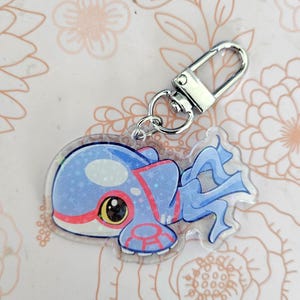 POKE Kyogre Cute Starry Holographic Acrylic Keychain 1pc