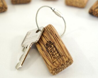Keychain with maritime engraving motif lighthouse