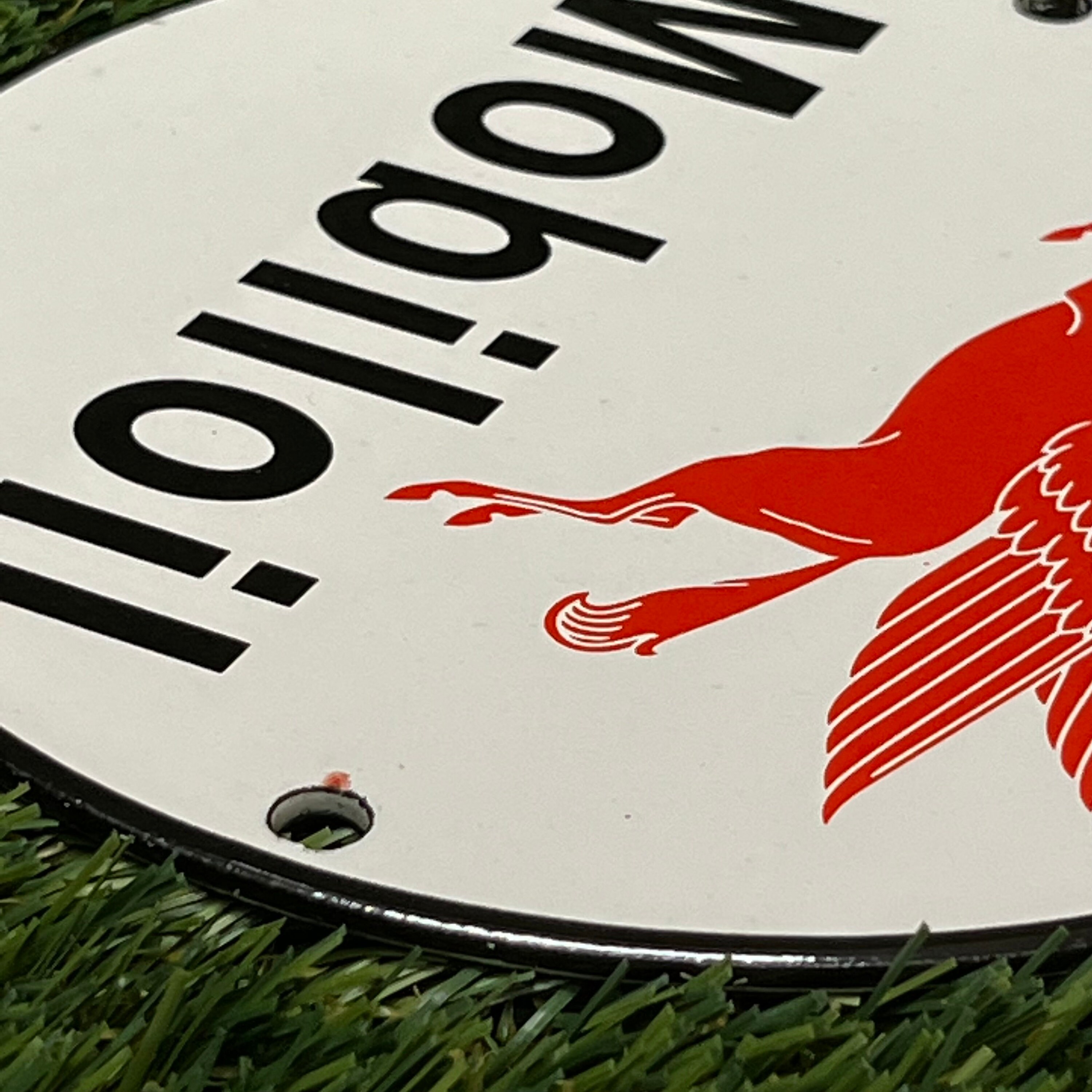 Vintage Porcelain Sign Mobil Oil Pegasus Metal Enamel Gas Station ...
