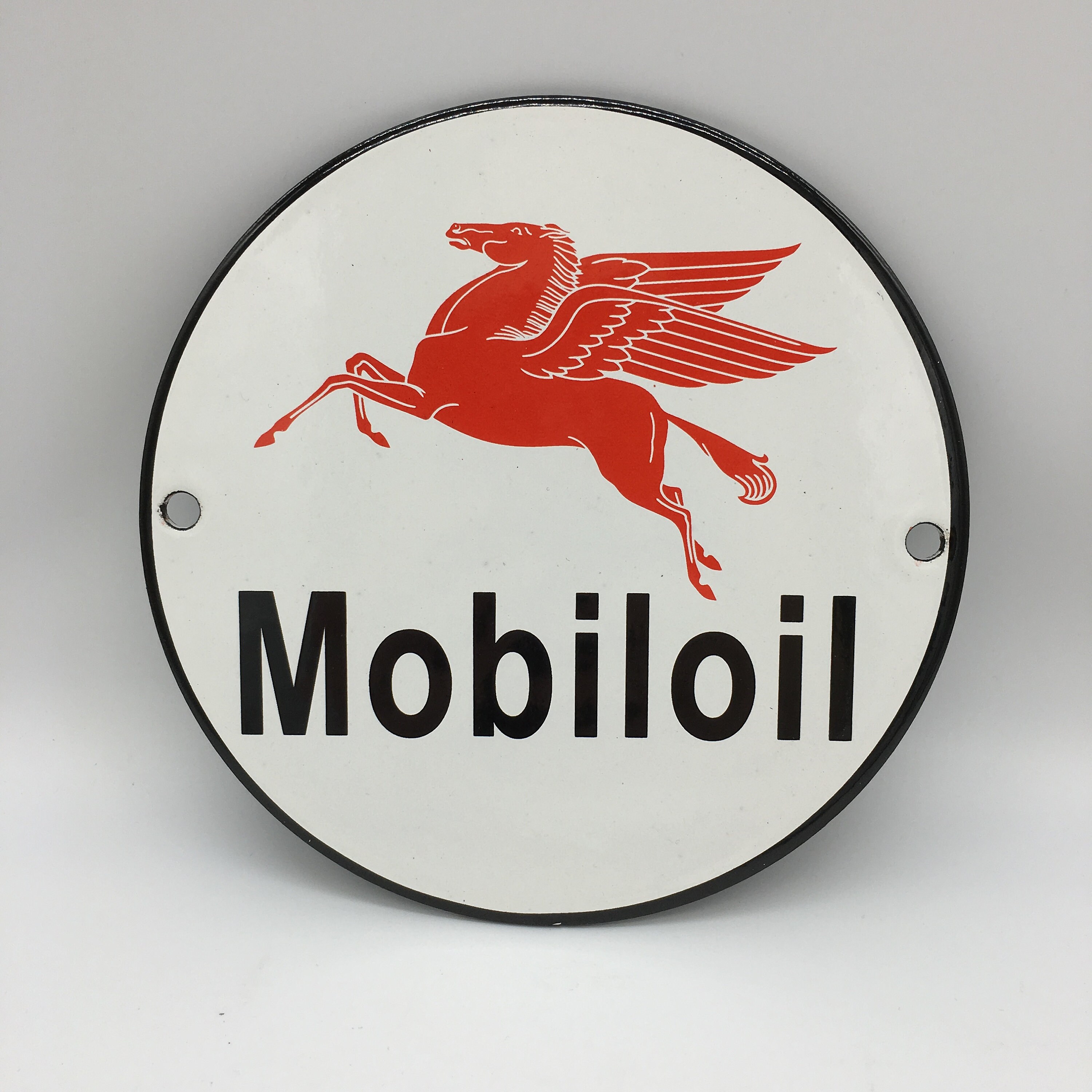 Vintage Porcelain Sign Mobil Oil Pegasus Metal Enamel Gas Station ...