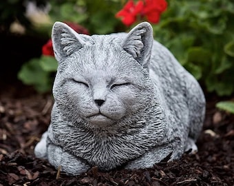 Large Laying Sleeping Cat Kitten Statue for Home, cat statue, memorial cat, pet garden statue, cement cat statue, cat memorial garden figure