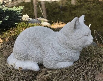 Sleeping Cat Statue for Home, cat statue, memorial cat, pet garden statue, cement cat statue, cat garden statue, cat memorial garden figure