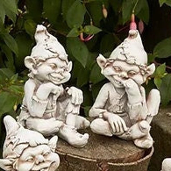 Outdoor trolls garden statue Concrete gnomes sculpture Stone the elves figurine for home Cement ornament Dwarfs decor Realistic forest art