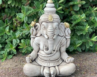 Stone Large Ganesh, Large Ganesh, Praying Garden Statue, Ornament Buddha, Meditating Ganesh, Garden Ganesh Plaque Garden Meditating Ganesh