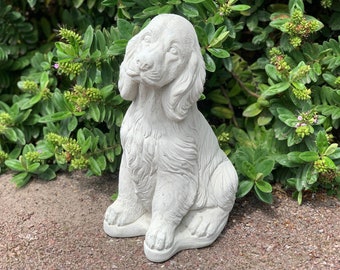 Stone garden SPANIEL dog. Cocker Spaniel Statue, Dog Memorial Decor, Dog figurine, Outdoor sculpture, Cement Statue,  Pet memorial stone