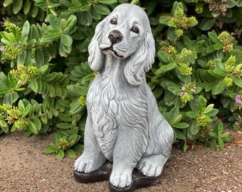 Stone garden SPANIEL dog. Cocker Spaniel Statue, Dog Memorial Decor, Dog figurine, Outdoor sculpture, Cement Statue,  Pet memorial stone