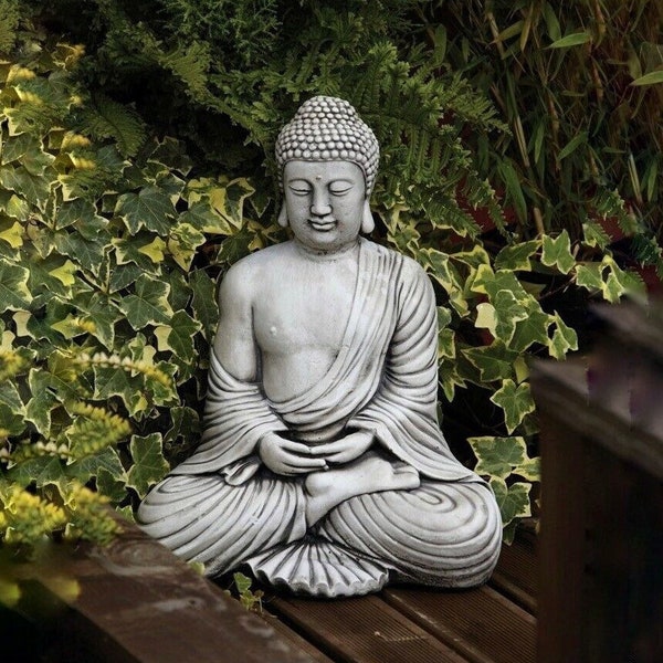 Large Buddha zen garden Buddha figurine Outdoor sculpture White buddhist concrete statues Buddha statue decor Buddha figurine Lover gift