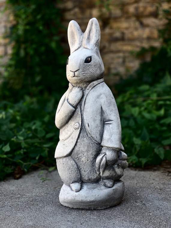 Peter Rabbit Statue Garden Rabbit Sculpture Cement Rabbit Ornament Easter  Bunny Decor Cute Bunny for Garden Cement Bunny Figure Lovely Gift 