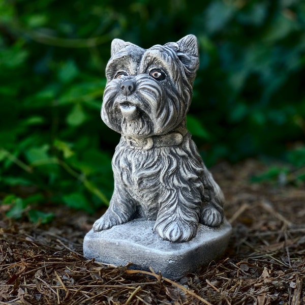 Concrete Terrier statue Yorkshire terrier statue Stone Yorkshire terrier figurine Concrete dog figure Outdoor garden sculpture Dog figurine