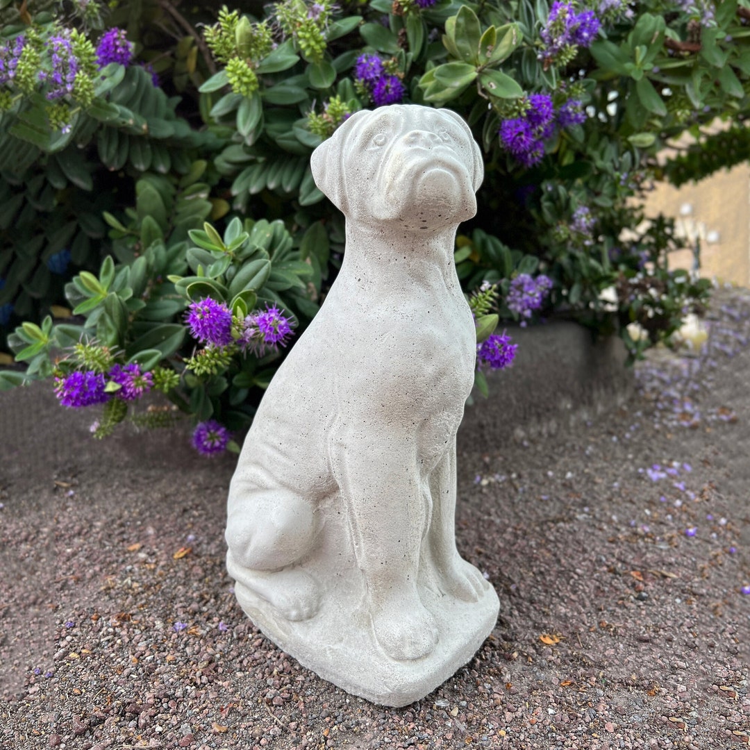 Concrete Garden Statue Boxer Dog Figurine Indoor and Outdoor Ornament