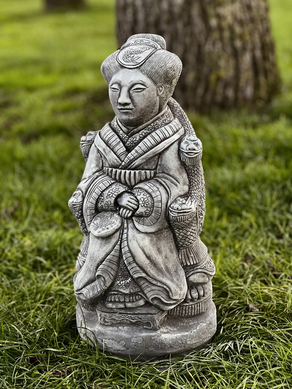 Statue chinoise en béton Figurine de femme en pierre Ornement d'art  japonais extérieur Décoration de jardin zen Sculpture d'empereur d'homme  Décor de ciment d'arrière-cour -  Canada