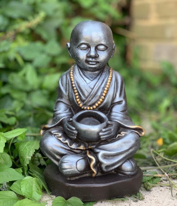 Stone Happy Buddha Statue for Zen Garden Home Garden Meditation