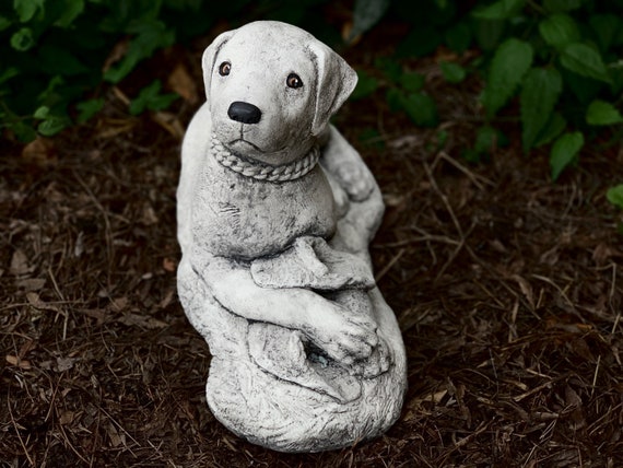 Stone Labrador Retriever Statue With Slippers Labrador Figurine