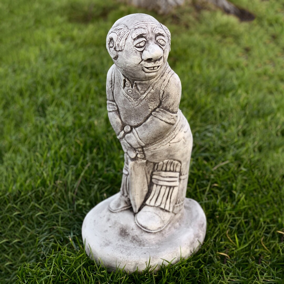 Cricket Player Sculpture Concrete Grandpa Statue Garden Art Etsy