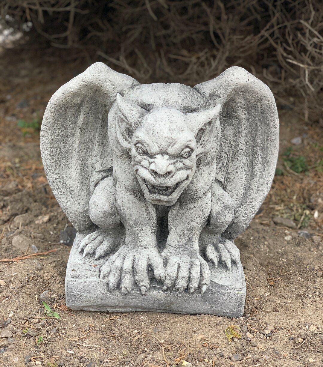Concrete Guardian Gargoyle Statue Evil Dragon Sculpture Fairy Etsy