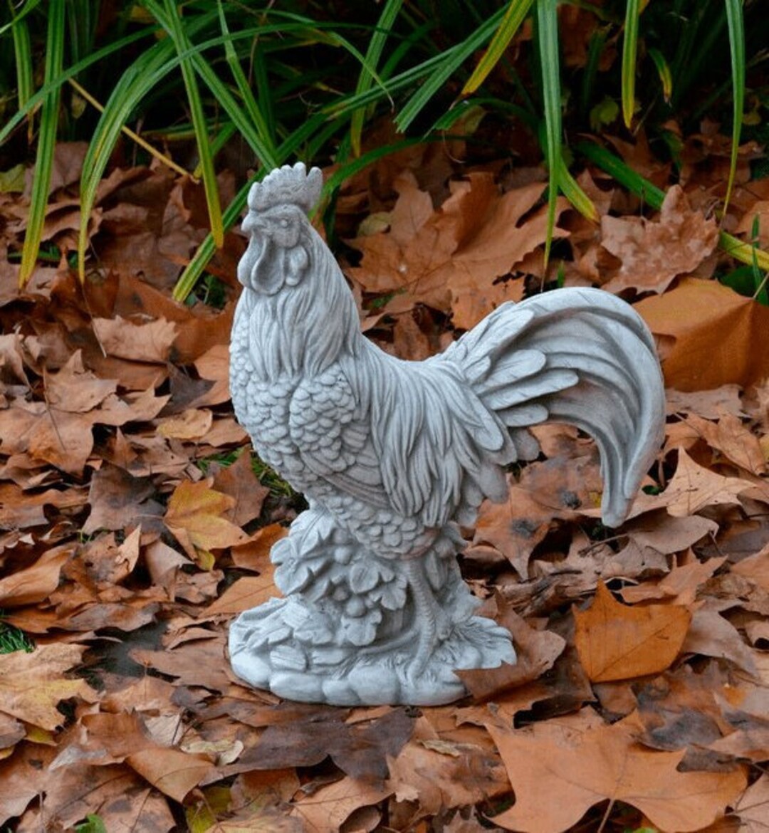 Concrete Chicken Statue Stone Rooster Sculpture Cement Cock Figurine