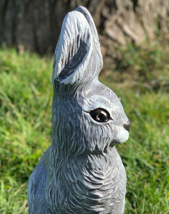 Handmade Rabbit Statue Concrete Hare Sculpture Stone Bunny Memorial Outdoor  Garden Decor Cement Animal Figurine Art Gift for Rabbit Lovers 