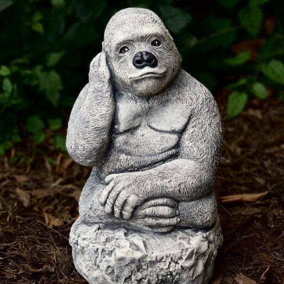 Concrete Gorilla Statue for Home Garden Outdoor Decor Large Gorilla Statue  Gorilla Ornament Art Gorilla Figurine Stone Monkey Animal Statue 