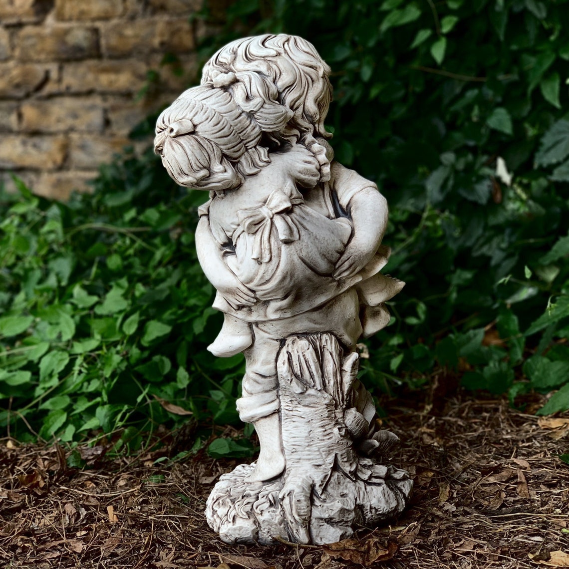 Stone Garden Boy and Girl Statue Outdoor Kids Figure Cement Etsy