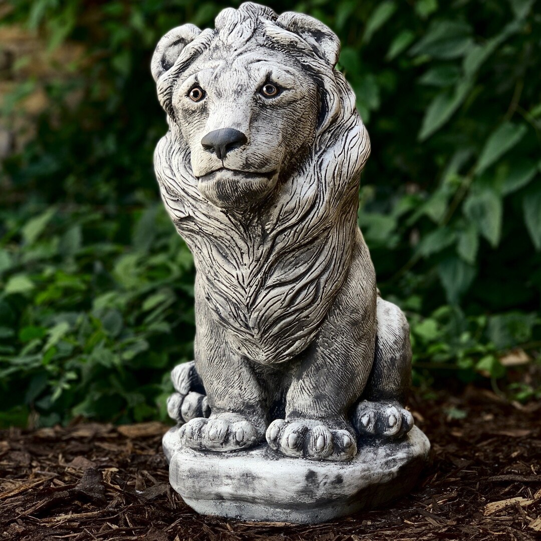 Large Lion Sculpture Cement Lion Statue Guardian Lion Figurine Etsy