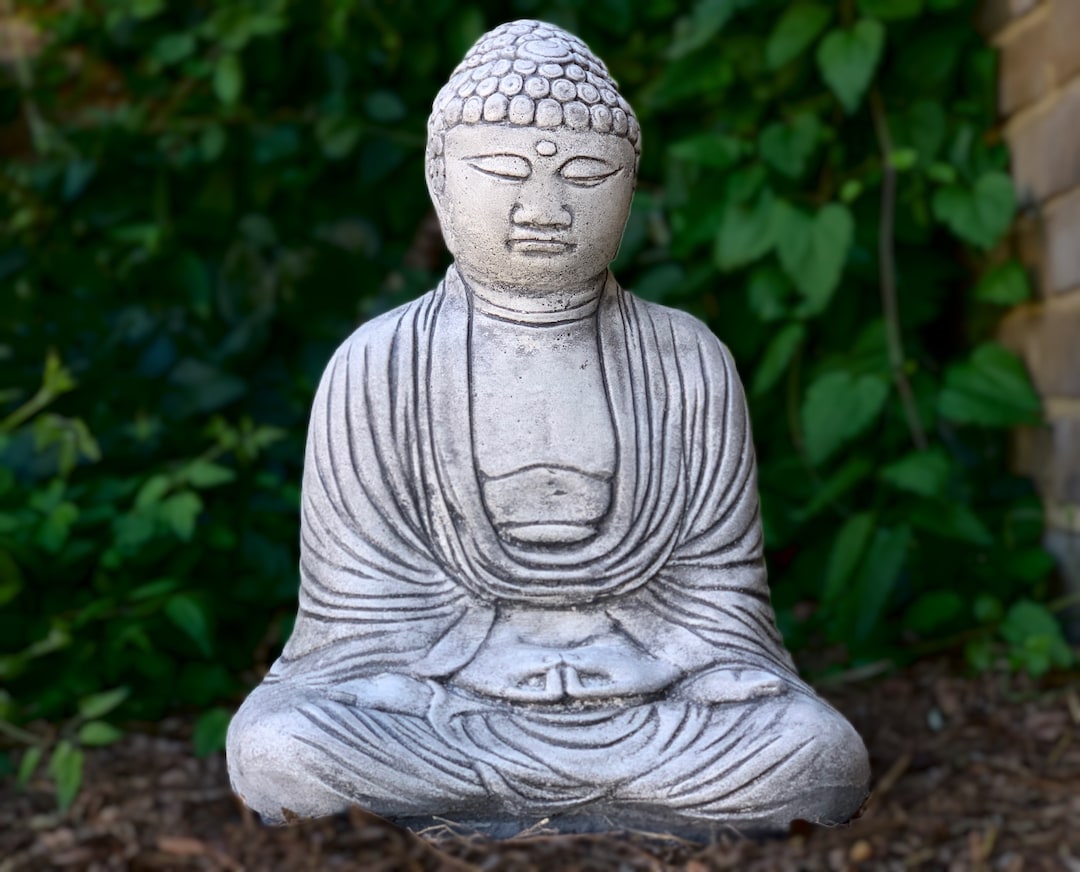 Buddha Zen Garden Statue Meditating Buddha Figurine Outdoor White