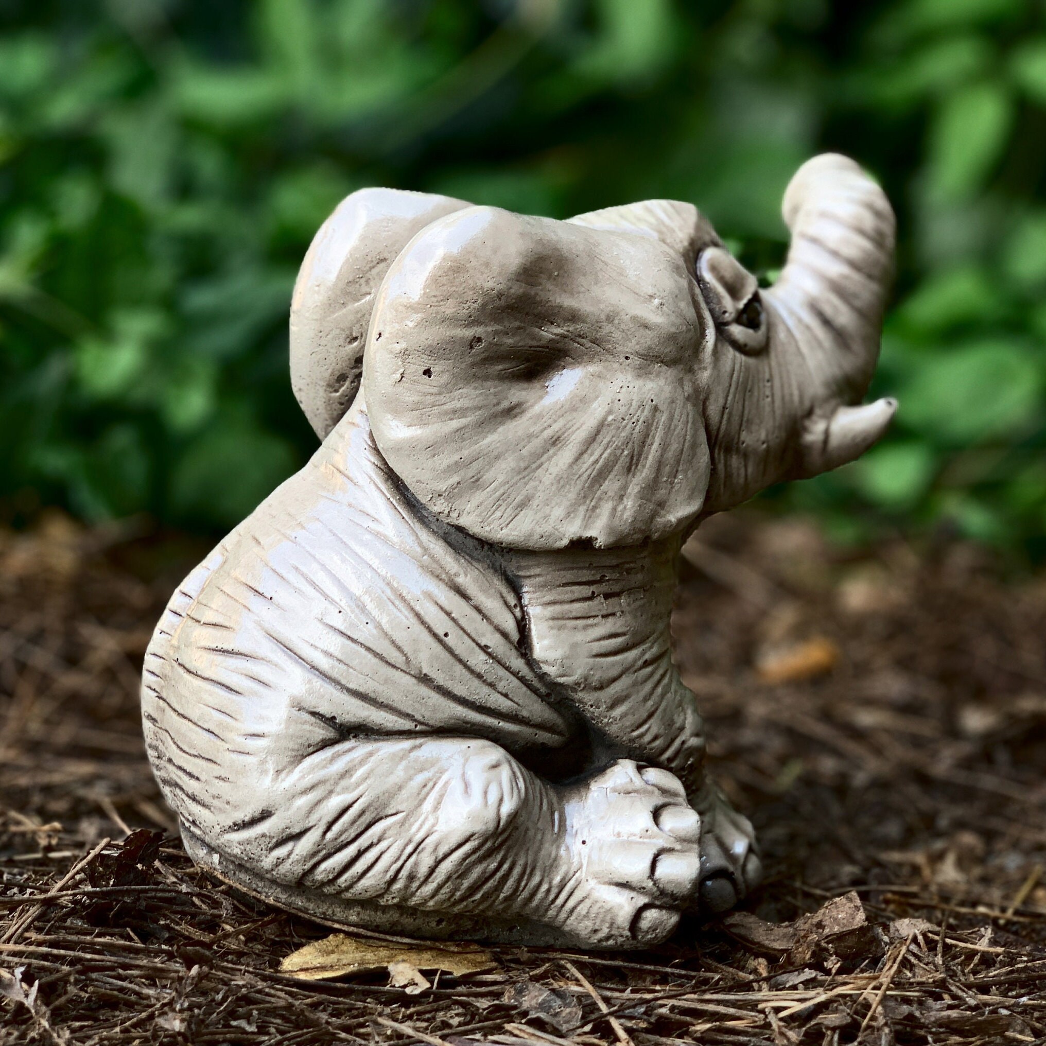 Sitting Elephant Statue Garden Elephant Decor Cement Elephant Etsy