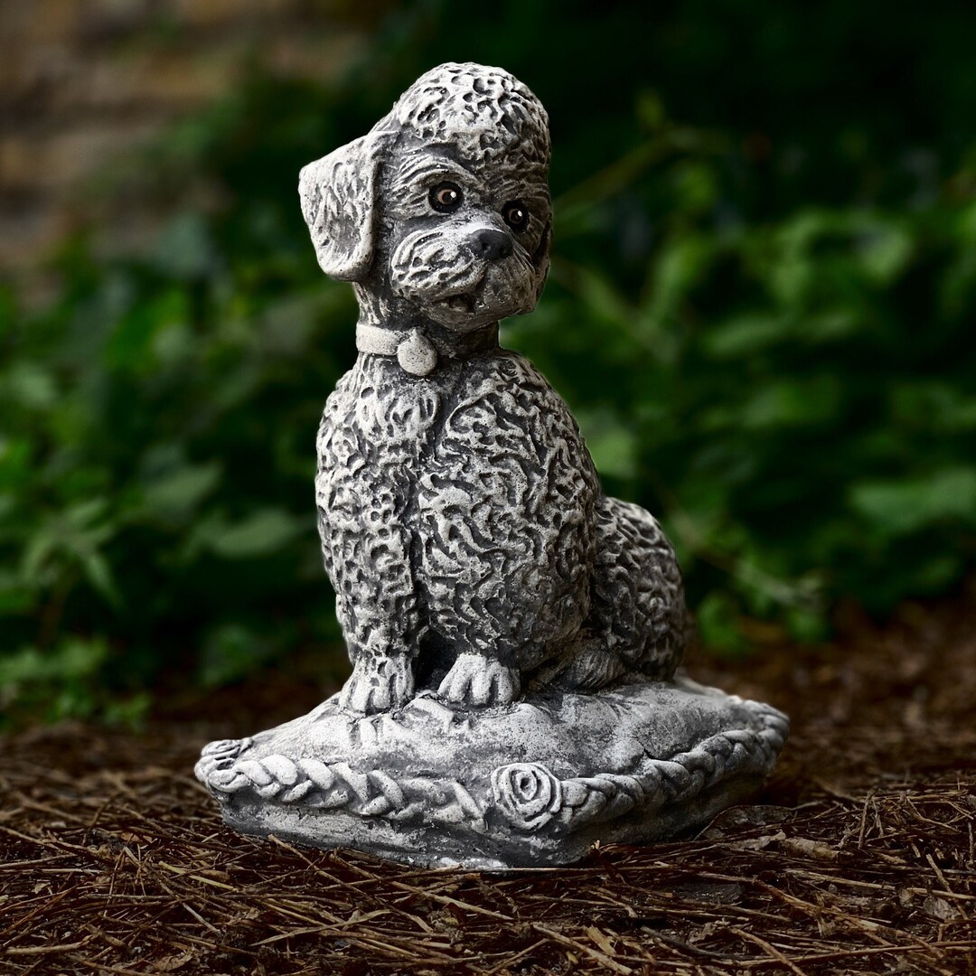 Garden Poodle Figure Concrete Poodle Statue Cement Poodle Ornament