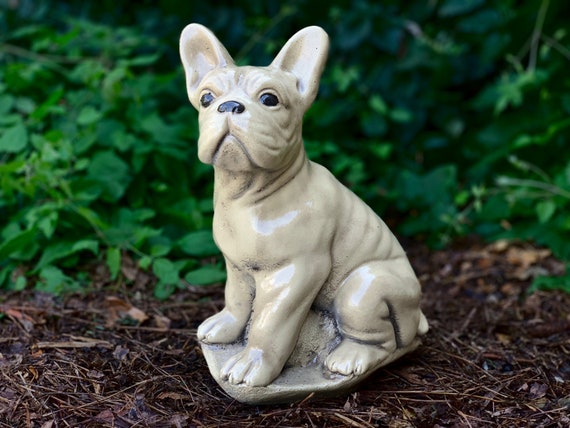 Süße französische Bulldogge Statue Stein Bulldogge Figur Beton Bulldogge  Skulptur Outdoor Hund Garten Hund Statue Uniqe Dekoration Haustier  Liebhaber Geschenk - .de